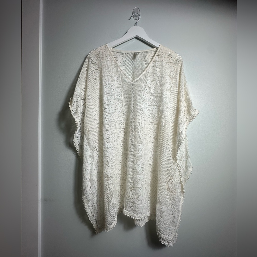 Seafolly Mesh  Boho  Cream  Beach Pool  Mesh Kaftan Coverup Size S/M - Picture 9 of 14